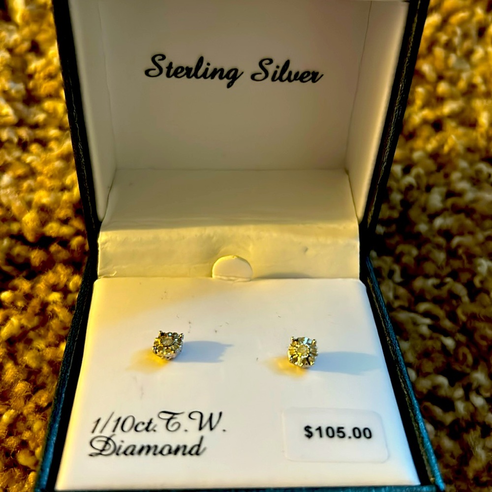 Sterling Silver 1/10 diamond earrings